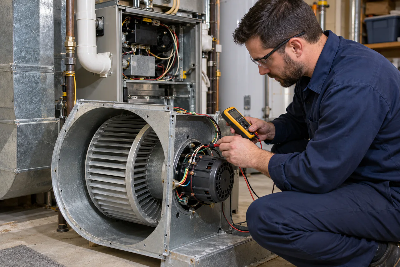 Furnace blower motor repair and airflow diagnosis