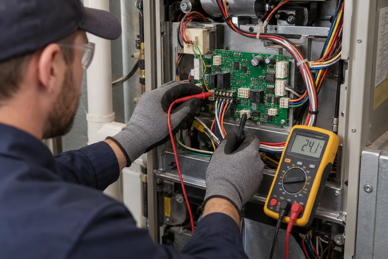 Furnace control board testing and replacement