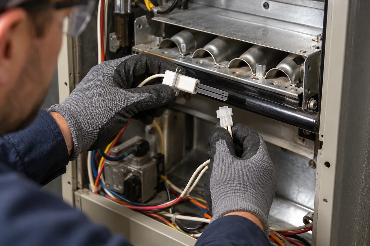 Furnace ignitor replacement inside a residential heating system